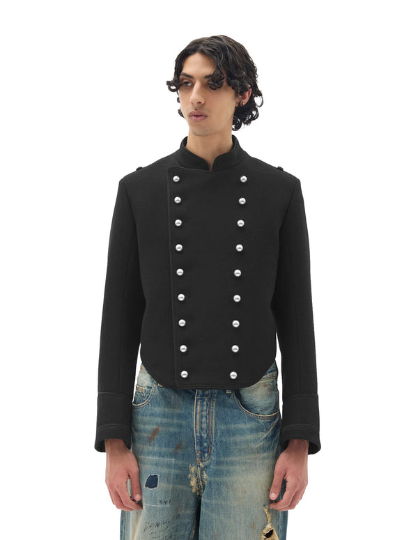 Noa Double Breasted Cropped Marsina Jacket — Black