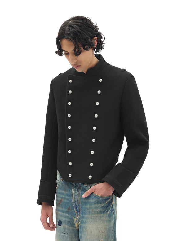 Noa Double Breasted Cropped Marsina Jacket — Black