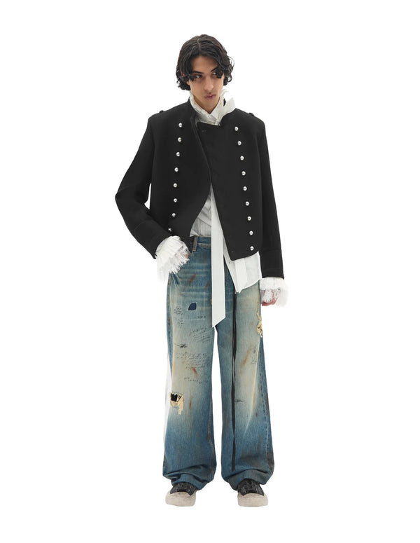 Noa Double Breasted Cropped Marsina Jacket — Black