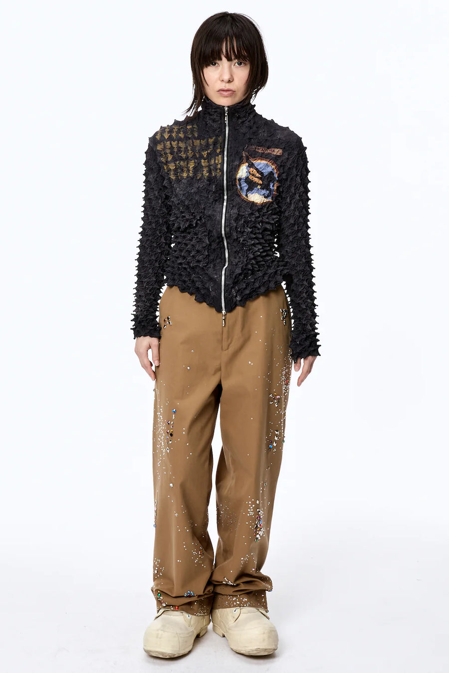 Spiky Pegasus Bomber Jacket-Black
