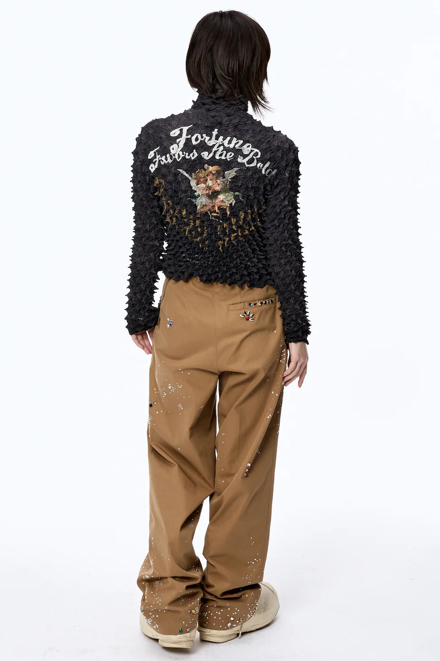 Spiky Pegasus Bomber Jacket-Black