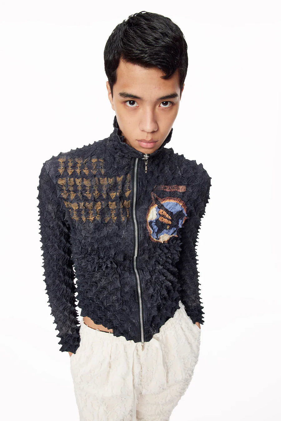 Spiky Pegasus Bomber Jacket-Black
