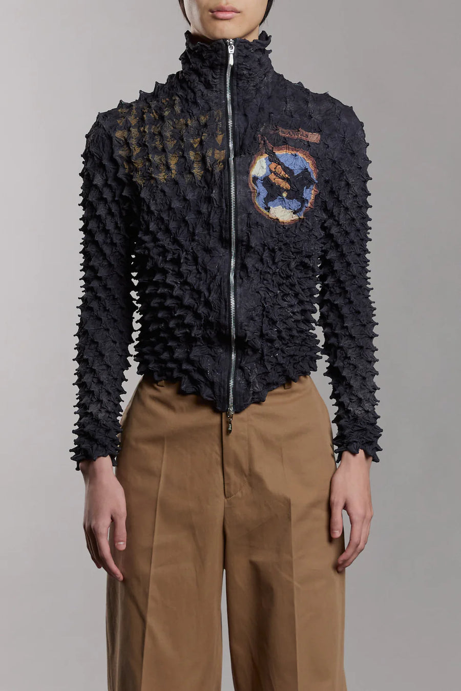 Spiky Pegasus Bomber Jacket-Black