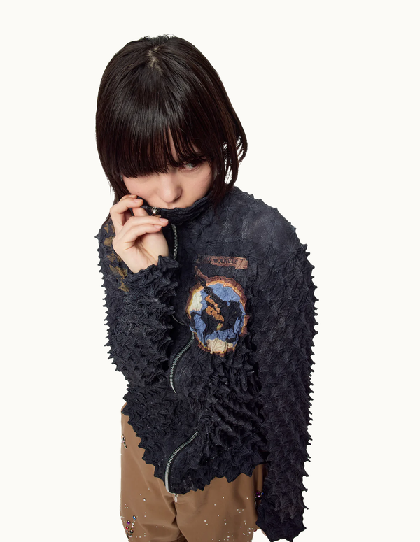 Spiky Pegasus Bomber Jacket-Black