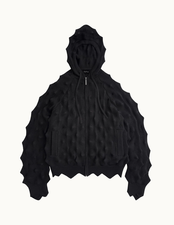 Spiked Zip-Up Hoodie Black