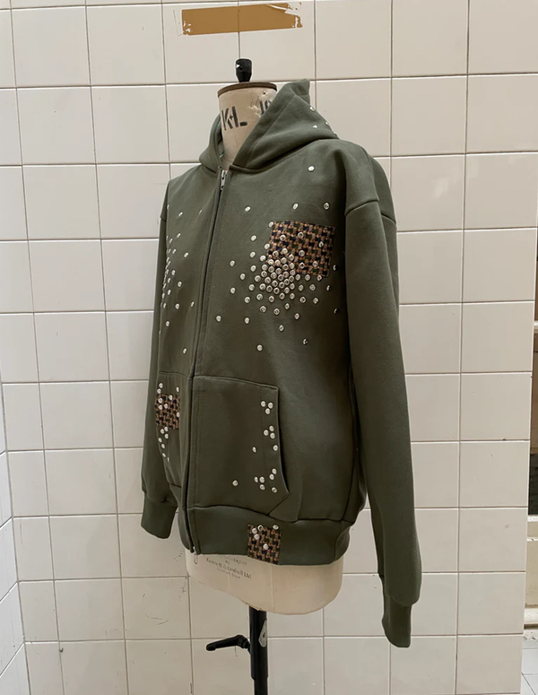 Khaki Stud Hoodie