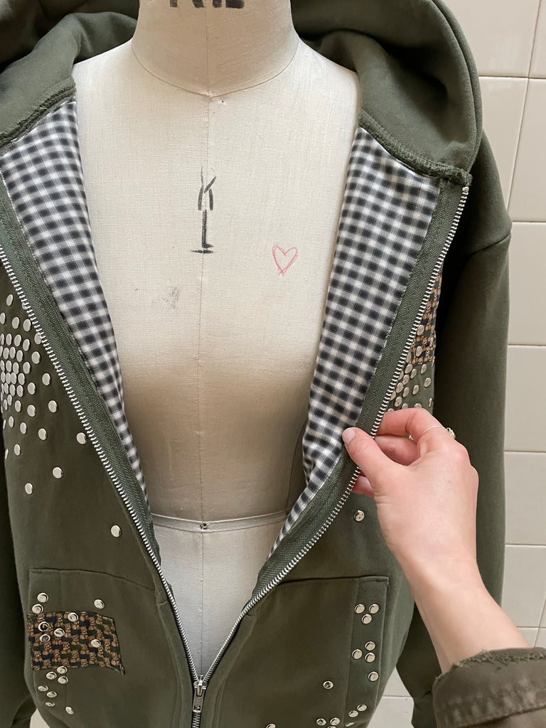Khaki Stud Hoodie