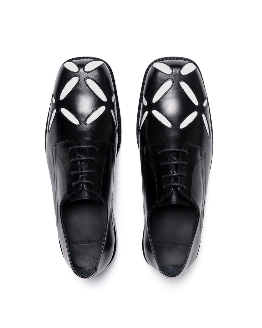 Slashed Square Toe Derbys — Black