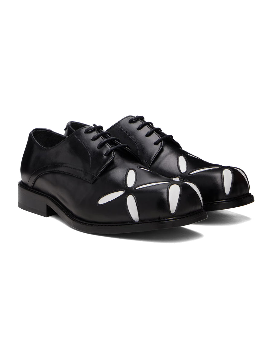 Slashed Square Toe Derbys — Black