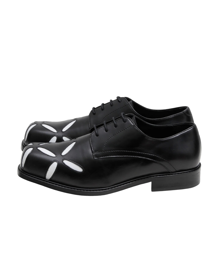 Slashed Square Toe Derbys — Black