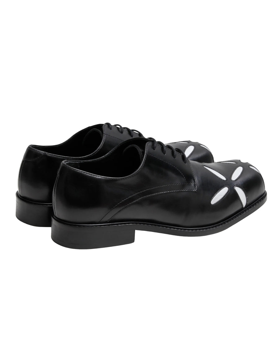 Slashed Square Toe Derbys — Black