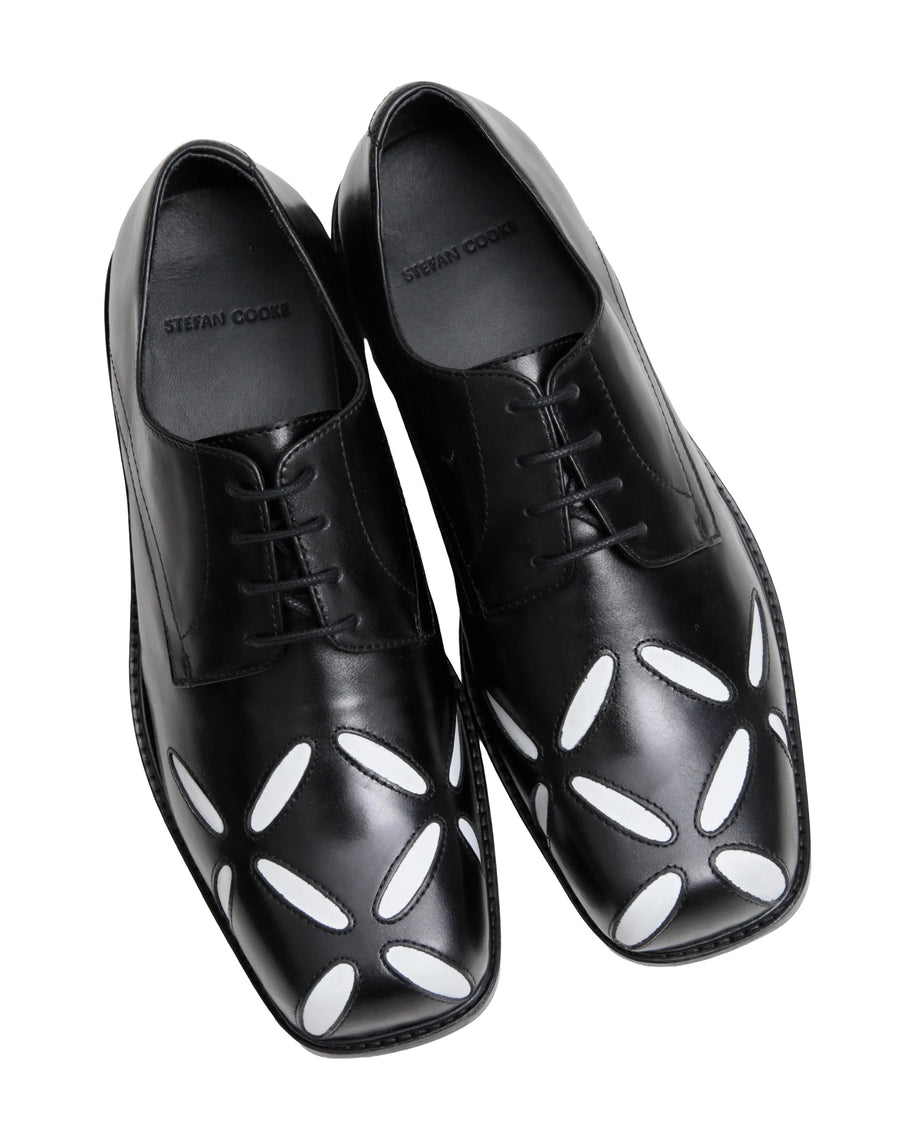 Slashed Square Toe Derbys — Black