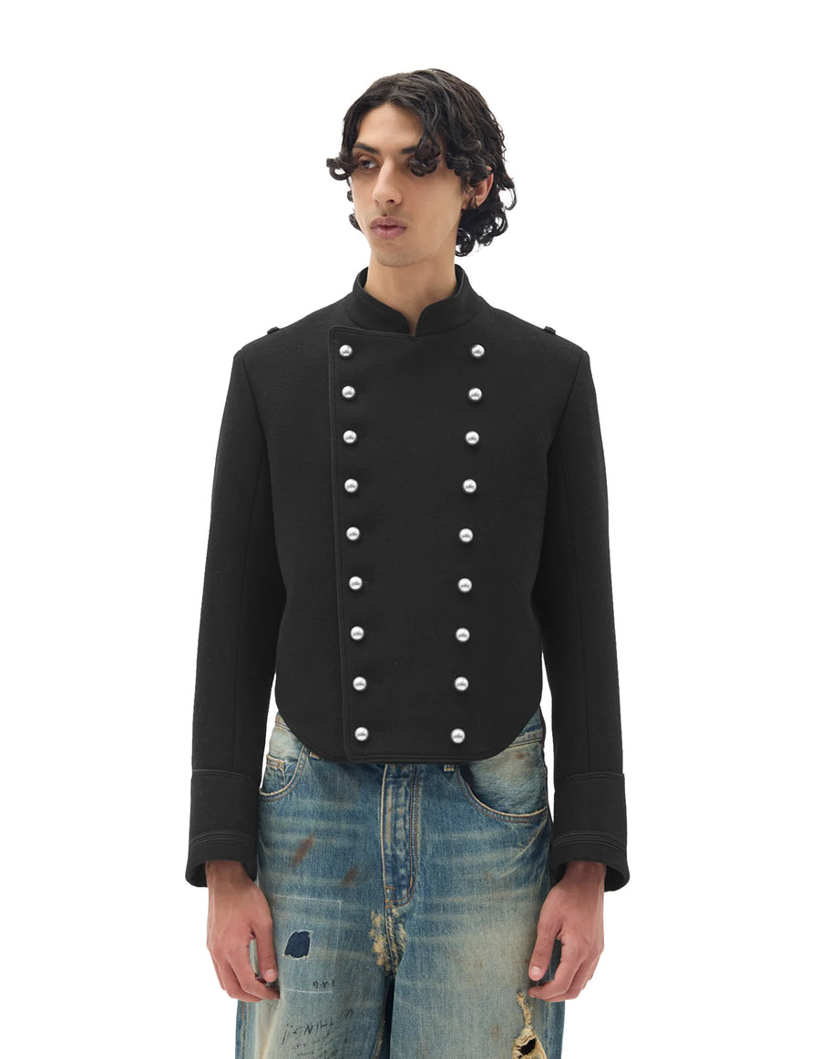 Noa Double Breasted Cropped Marsina Jacket — Black