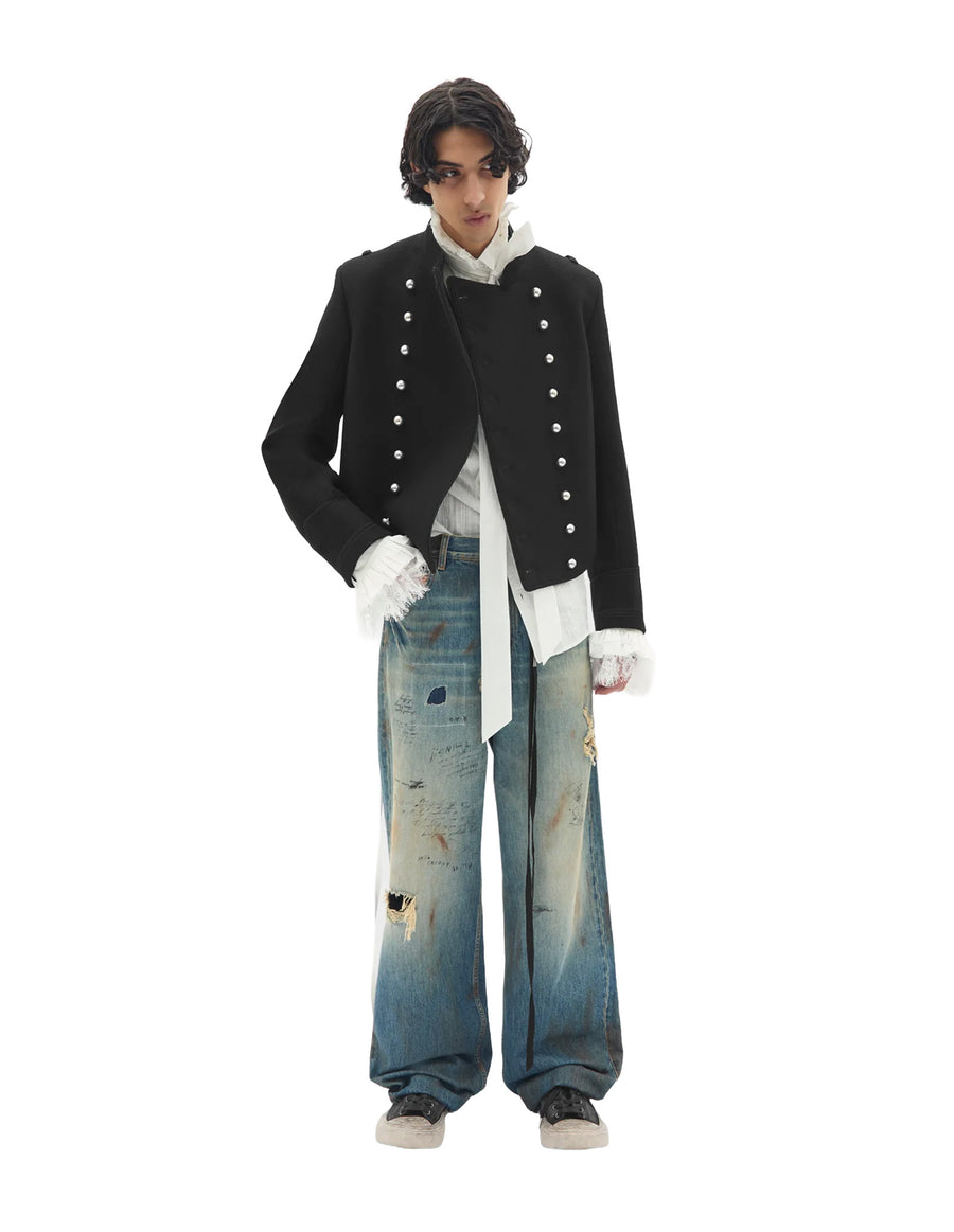 Noa Double Breasted Cropped Marsina Jacket — Black