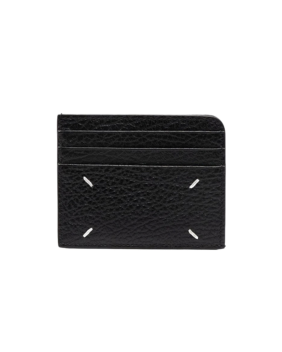 Four Stitch Leather Cardholder — Black