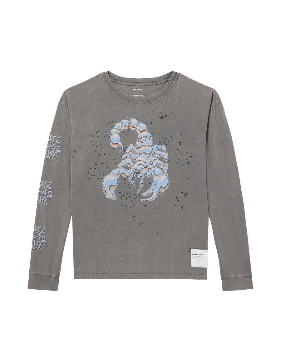 MothTech™ Long Tee — Faded Black Scorpion