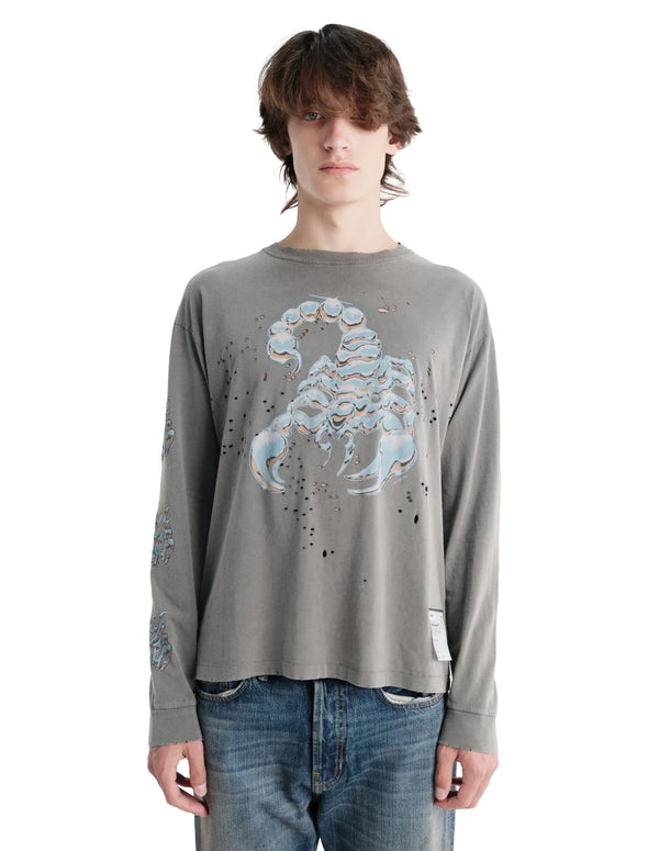 MothTech™ Long Tee — Faded Black Scorpion