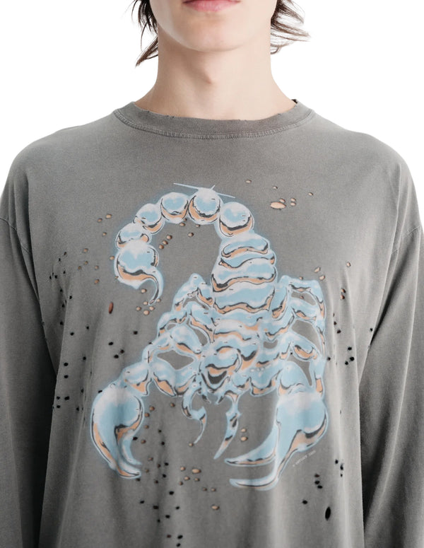 MothTech™ Long Tee — Faded Black Scorpion