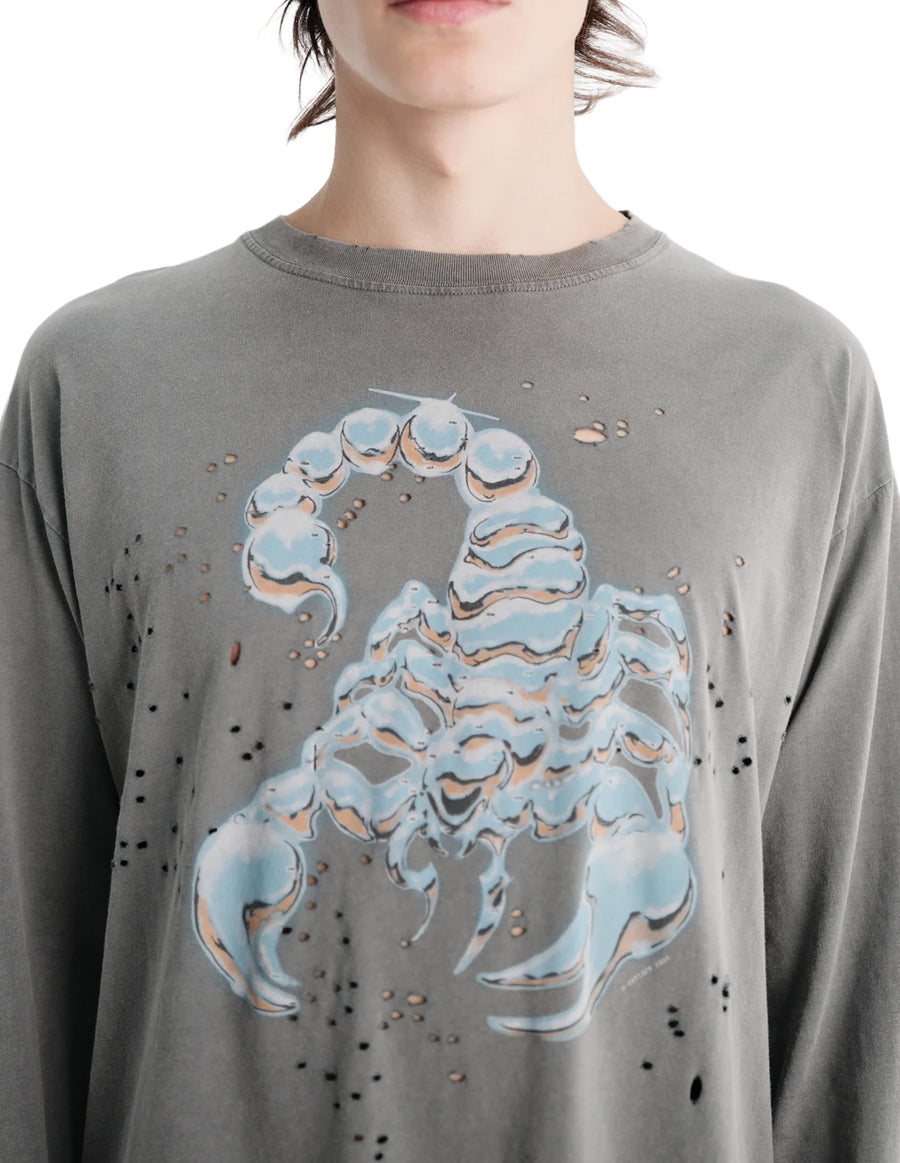 MothTech™ Long Tee — Faded Black Scorpion